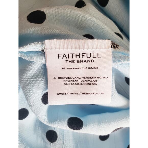 Faithfull The Brand Evelyn Dots Midi Dress Blue Size 6/Medium - Picture 9 of 9